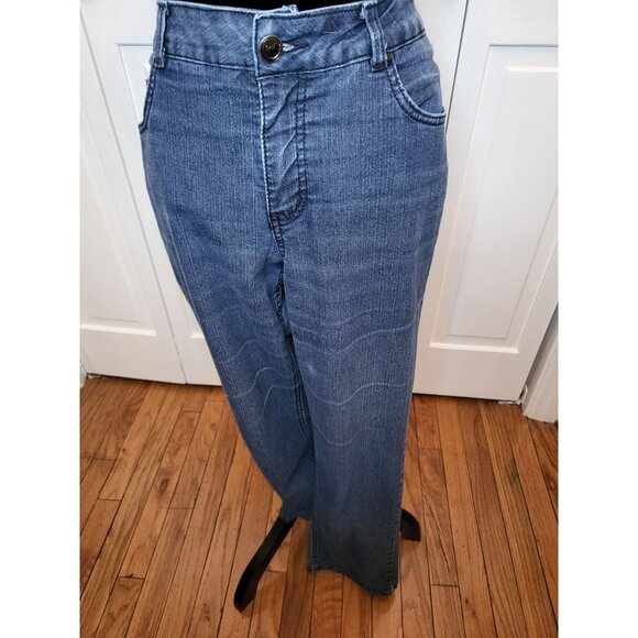 Just My Size Medium Wash Straight Leg Jeans Embroidered Studded sz 14P y2k Retro - Picture 1 of 8